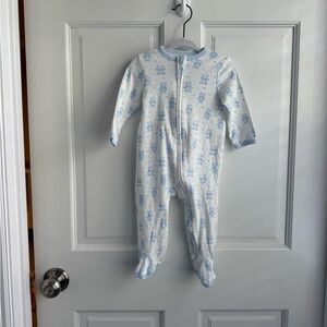 Little Me Blue and White Bear Footie NWOT